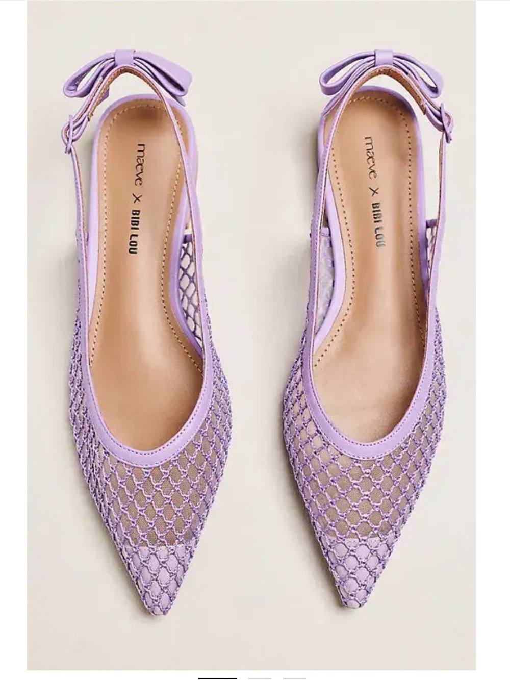 Bibi Lou X Maeve Bow Slingback Flats - Lavender 39 NWOB
